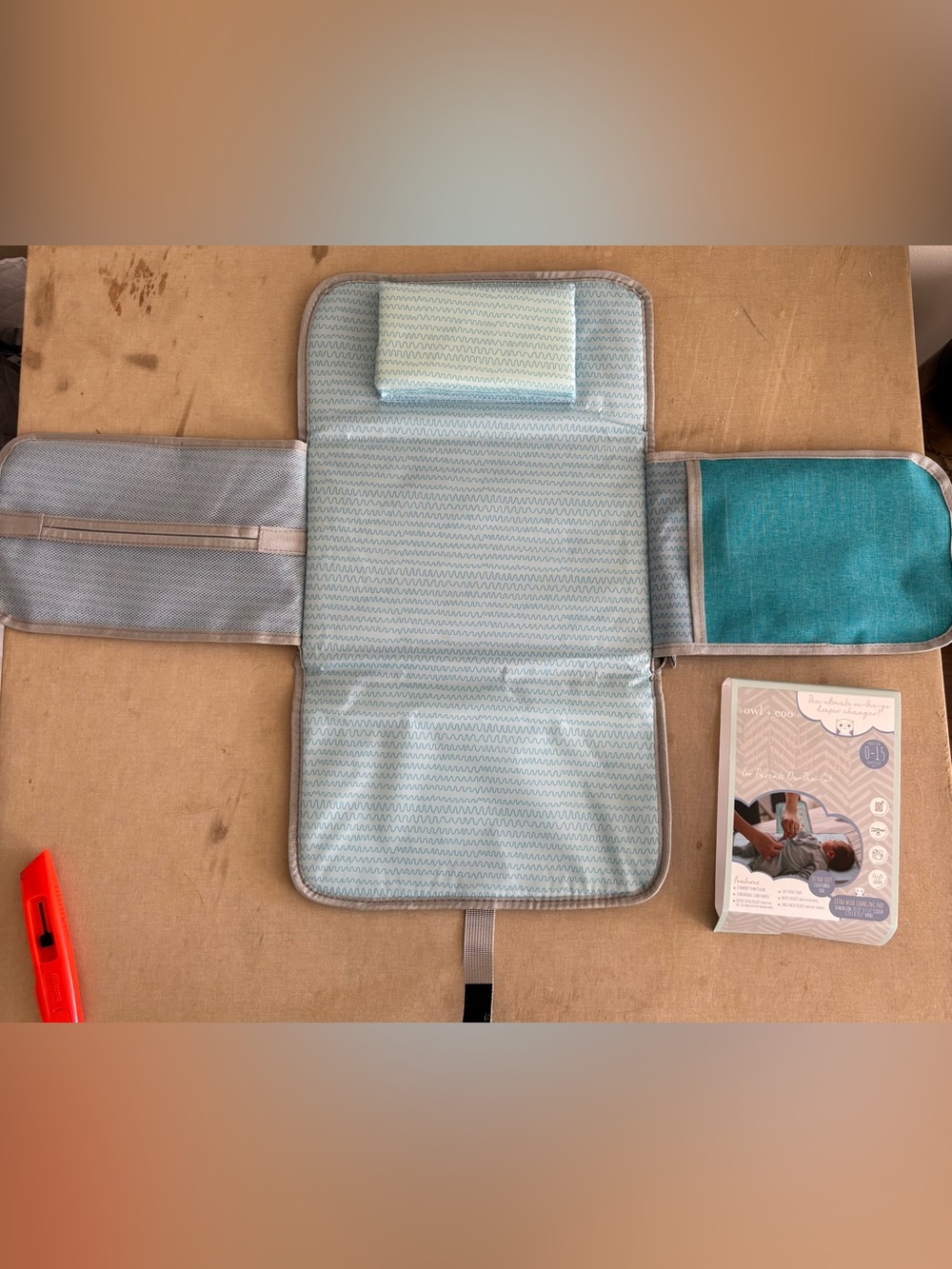 New - Teal Foldable Baby Changing Mat with Carry Handle - Picture 3 of 9